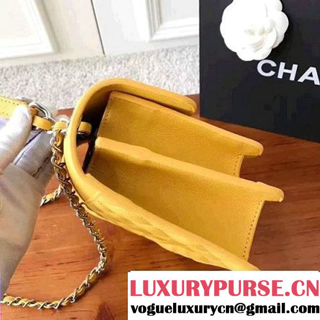 Chanel Grained Calfskin CC Box Small Flap Bag With Top Handle A98666 Yellow 2017 (KN-7050410 )