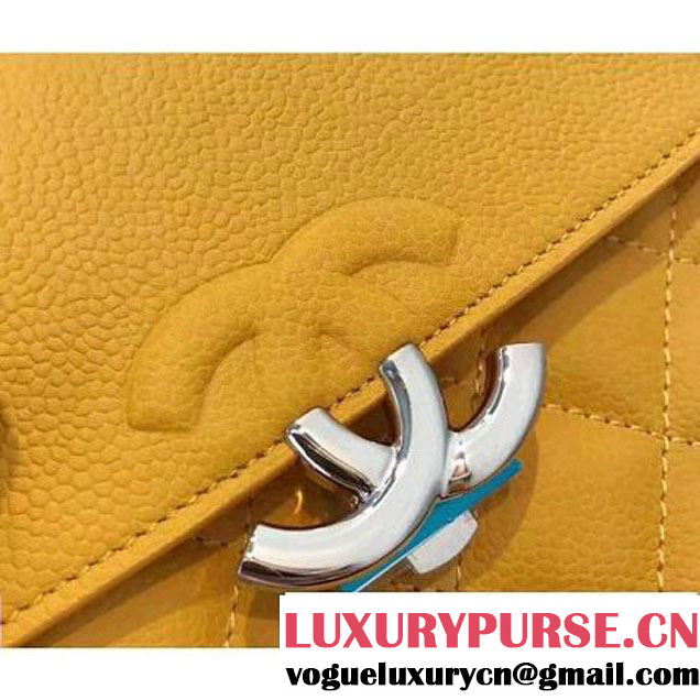 Chanel Grained Calfskin CC Box Small Flap Bag With Top Handle A98666 Yellow 2017 (KN-7050410 )