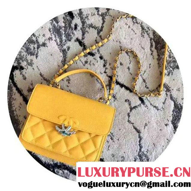 Chanel Grained Calfskin CC Box Small Flap Bag With Top Handle A98666 Yellow 2017 (KN-7050410 )