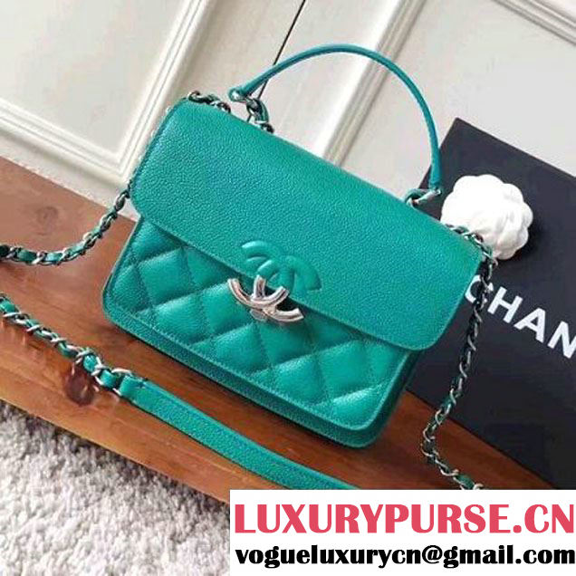 Chanel Grained Calfskin CC Box Small Flap Bag With Top Handle A98666 Green 2017 (KN-7050411 )