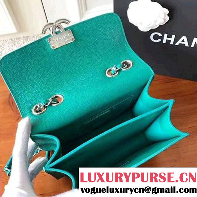Chanel Grained Calfskin CC Box Small Flap Bag With Top Handle A98666 Green 2017 (KN-7050411 )