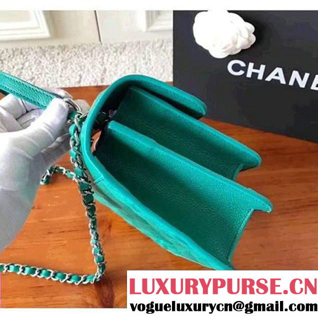 Chanel Grained Calfskin CC Box Small Flap Bag With Top Handle A98666 Green 2017 (KN-7050411 )