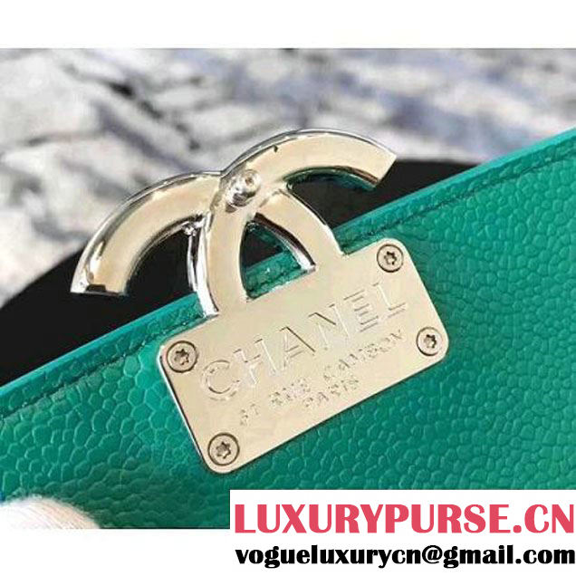 Chanel Grained Calfskin CC Box Small Flap Bag With Top Handle A98666 Green 2017 (KN-7050411 )