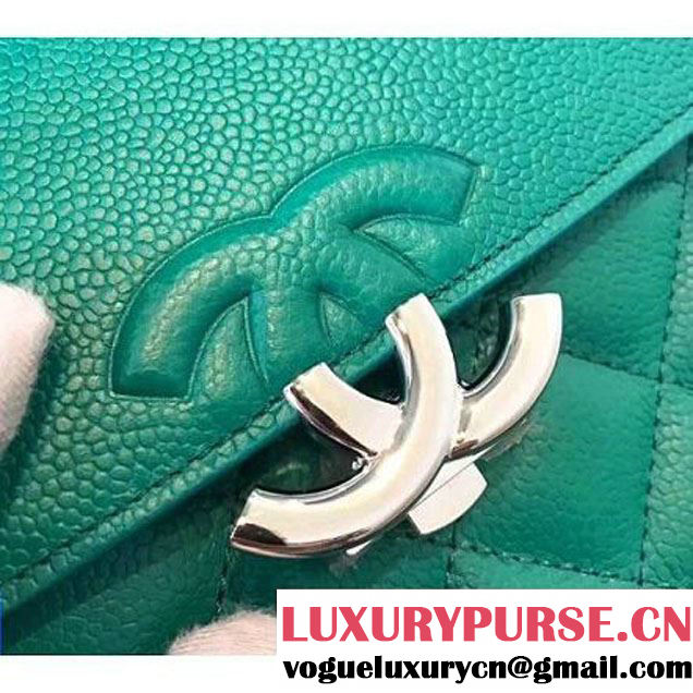 Chanel Grained Calfskin CC Box Small Flap Bag With Top Handle A98666 Green 2017 (KN-7050411 )