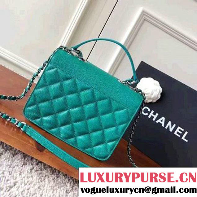 Chanel Grained Calfskin CC Box Small Flap Bag With Top Handle A98666 Green 2017 (KN-7050411 )