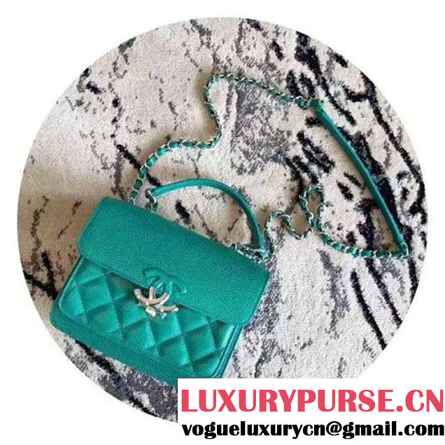 Chanel Grained Calfskin CC Box Small Flap Bag With Top Handle A98666 Green 2017 (KN-7050411 )