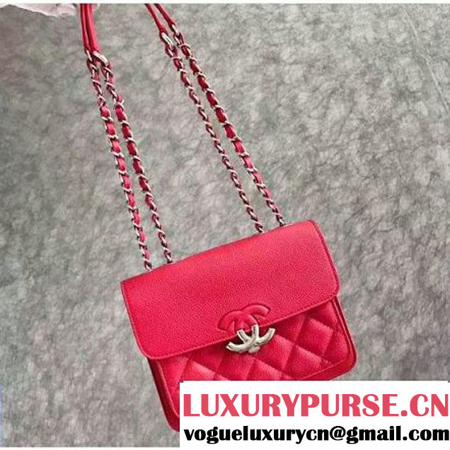 Chanel Grained Calfskin CC Box Small Flap Bag With Top Handle A98666 Red 2017 (KN-7050412 )