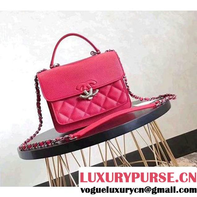 Chanel Grained Calfskin CC Box Small Flap Bag With Top Handle A98666 Red 2017 (KN-7050412 )