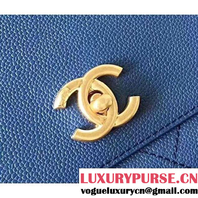 Chanel Grained Calfskin Large Top Handle Flap Bag A93757 Blue 2017 (KN-7051801 )