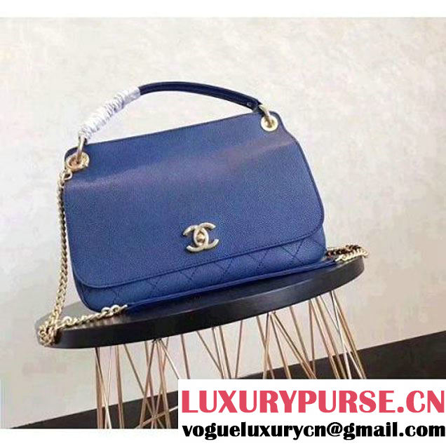 Chanel Grained Calfskin Large Top Handle Flap Bag A93757 Blue 2017 (KN-7051801 )
