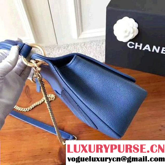 Chanel Grained Calfskin Large Top Handle Flap Bag A93757 Blue 2017 (KN-7051801 )