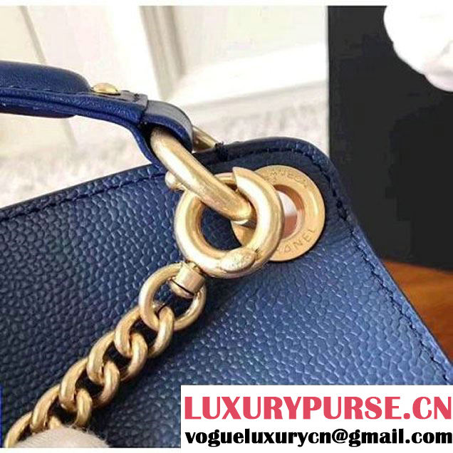 Chanel Grained Calfskin Large Top Handle Flap Bag A93757 Blue 2017 (KN-7051801 )