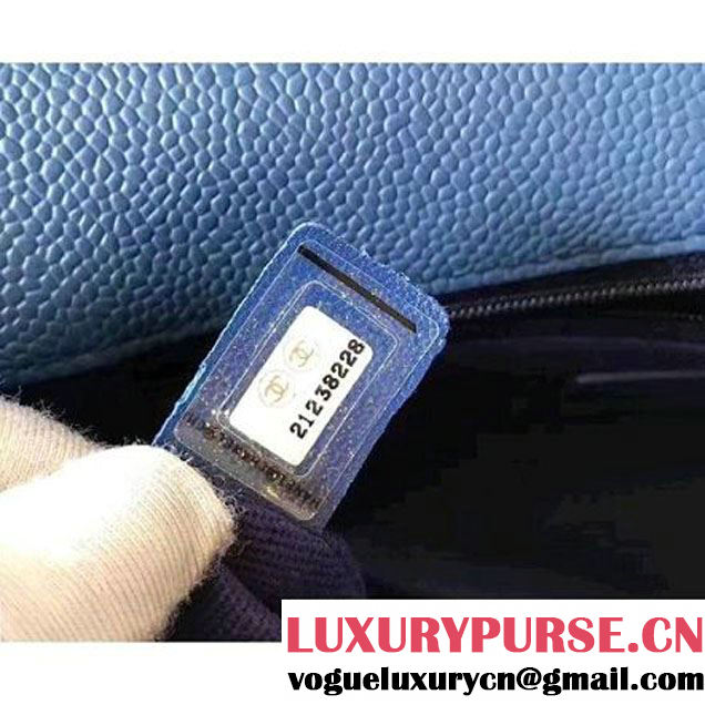 Chanel Grained Calfskin Large Top Handle Flap Bag A93757 Blue 2017 (KN-7051801 )