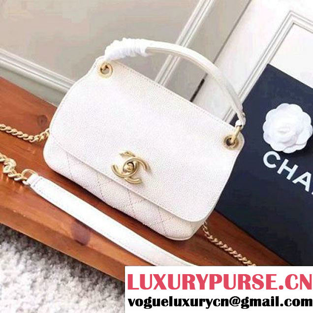 Chanel Grained Calfskin Small Top Handle Flap Bag White 2017 (KN-7051802 )