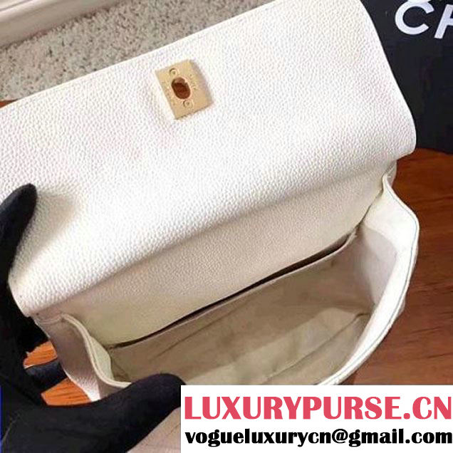 Chanel Grained Calfskin Small Top Handle Flap Bag White 2017 (KN-7051802 )