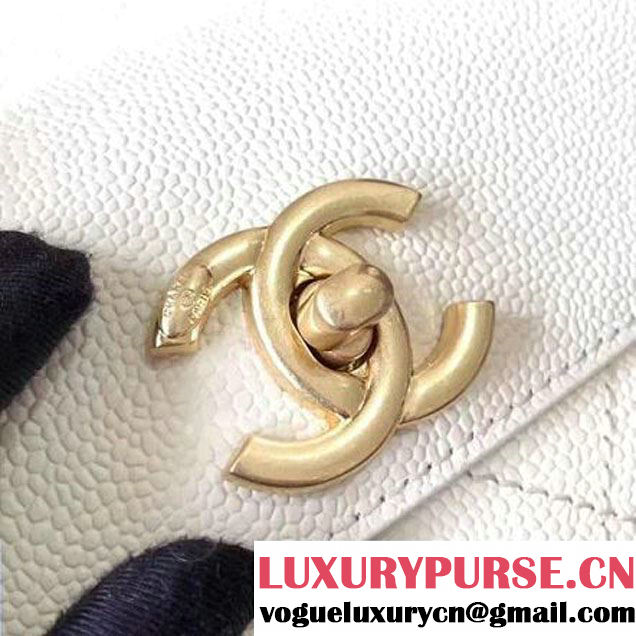 Chanel Grained Calfskin Small Top Handle Flap Bag White 2017 (KN-7051802 )