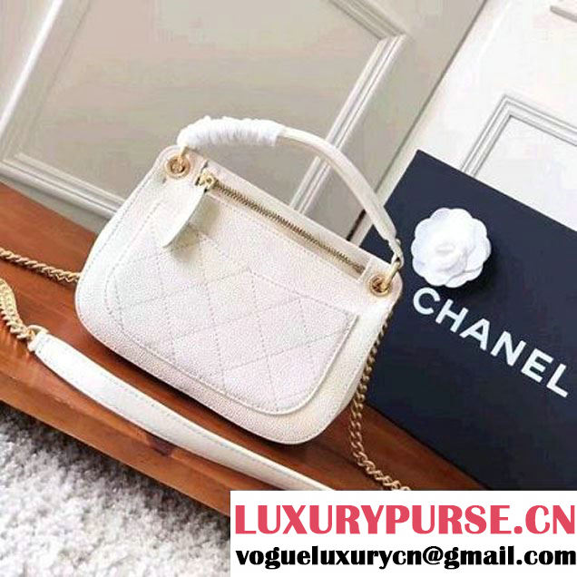 Chanel Grained Calfskin Small Top Handle Flap Bag White 2017 (KN-7051802 )