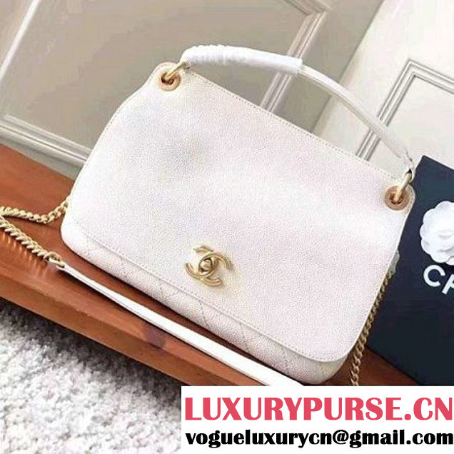 Chanel Grained Calfskin Large Top Handle Flap Bag A93757 White 2017 (KN-7051803 )