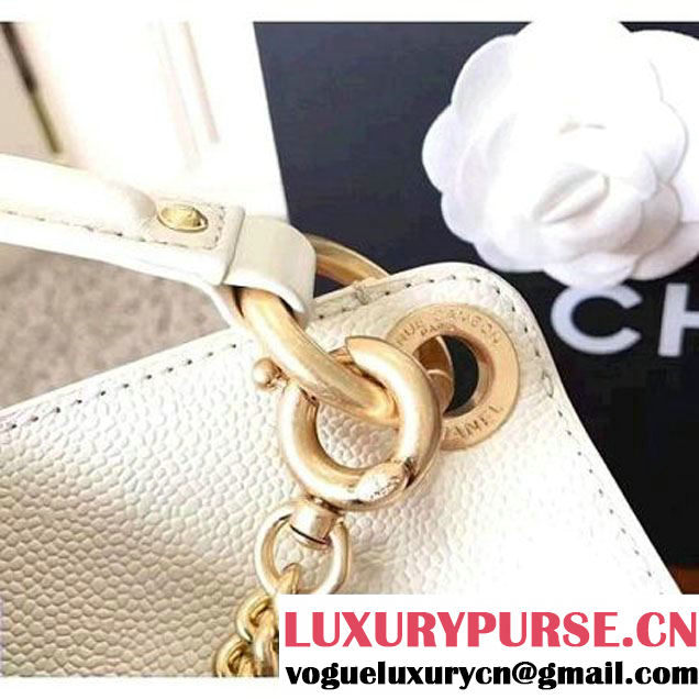 Chanel Grained Calfskin Large Top Handle Flap Bag A93757 White 2017 (KN-7051803 )