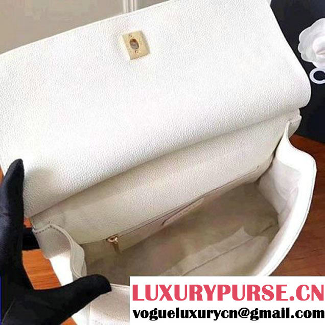 Chanel Grained Calfskin Large Top Handle Flap Bag A93757 White 2017 (KN-7051803 )