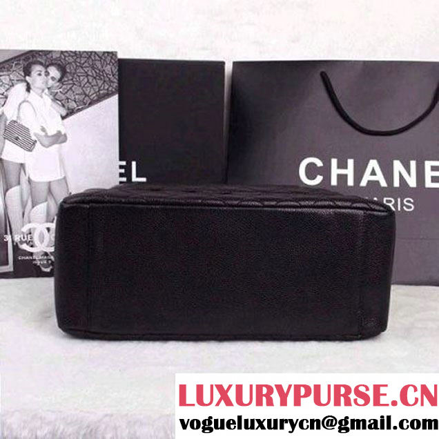 CHANEL A50995 Quilted Caviar Leather Grand Shopper Bag In Black(Silver Hardware)  (2b019-110532 )
