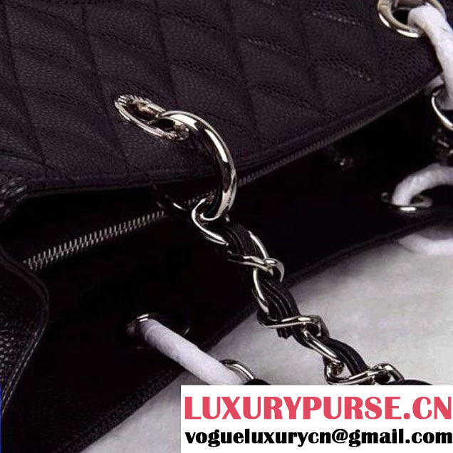 CHANEL A50995 Quilted Caviar Leather Grand Shopper Bag In Black(Silver Hardware)  (2b019-110532 )