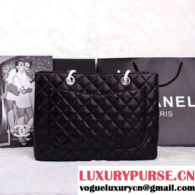 CHANEL A50995 Quilted Caviar Leather Grand Shopper Bag In Black(Silver Hardware)  (2b019-110532 )
