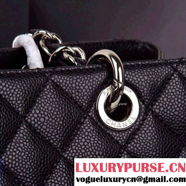 CHANEL A50995 Quilted Caviar Leather Grand Shopper Bag In Black(Silver Hardware)  (2b019-110532 )