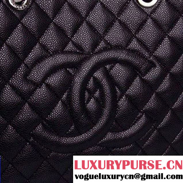 CHANEL A50995 Quilted Caviar Leather Grand Shopper Bag In Black(Silver Hardware)  (2b019-110532 )