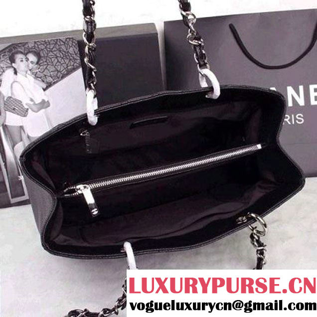 CHANEL A50995 Quilted Caviar Leather Grand Shopper Bag In Black(Silver Hardware)  (2b019-110532 )