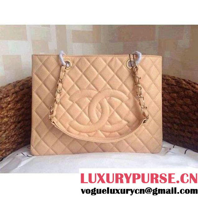 Chanel A50995 Beige Caviar Leather GST Shopping Tote With GHW (1a082-110531 )