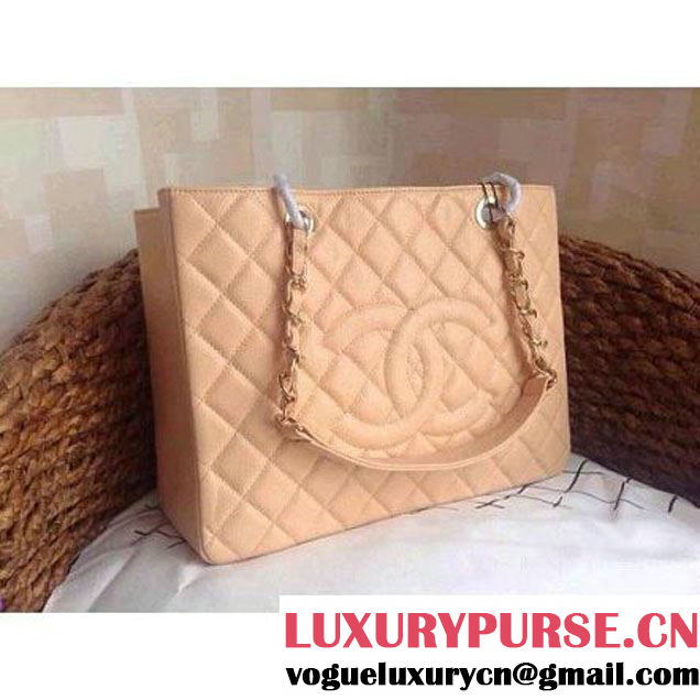 Chanel A50995 Beige Caviar Leather GST Shopping Tote With GHW (1a082-110531 )