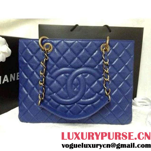 Chanel A50995 Blue Caviar Leather GST Shopping Tote With SHW (A50995-62 ) (A50995-62 )