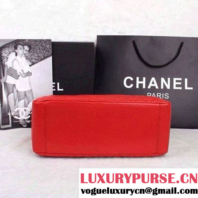 Chanel A50995 Red Caviar Leather GST Shopping Tote With GHW (A50995GR ) (A50995GR )