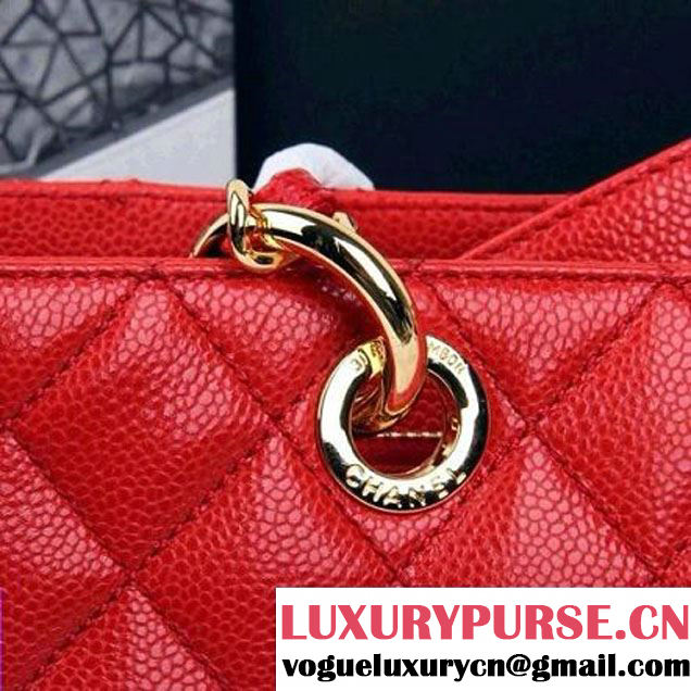Chanel A50995 Red Caviar Leather GST Shopping Tote With GHW (A50995GR ) (A50995GR )