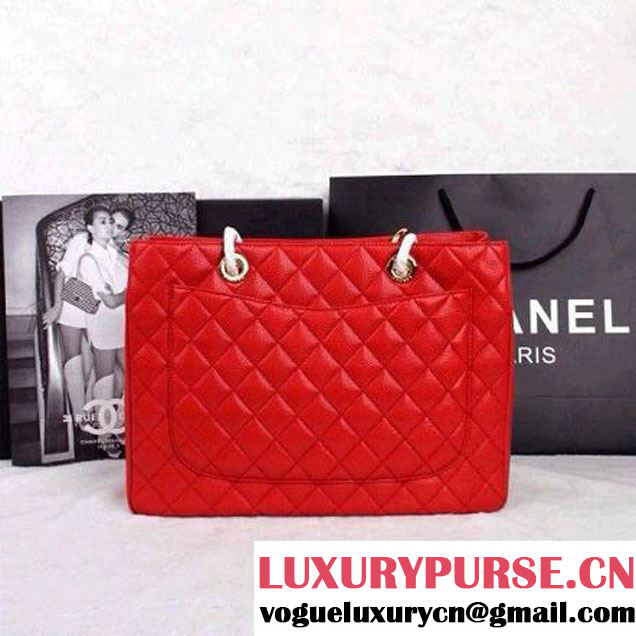 Chanel A50995 Red Caviar Leather GST Shopping Tote With GHW (A50995GR ) (A50995GR )
