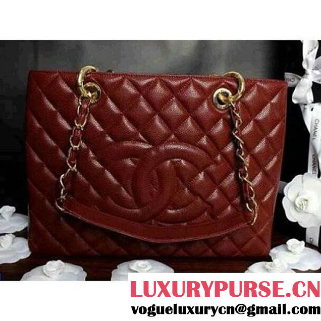 Chanel A50995 Wine red Caviar Leather GST Shopping Tote With GHW (A50995-WC ) (A50995-WC )