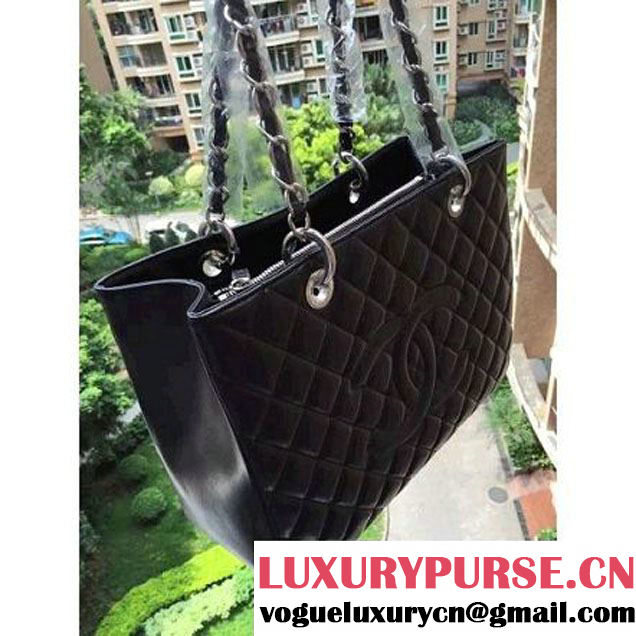 Chanel A50995 Black Lambskin GST Shopping Tote (Silver Hardware) (HOT-112637 )
