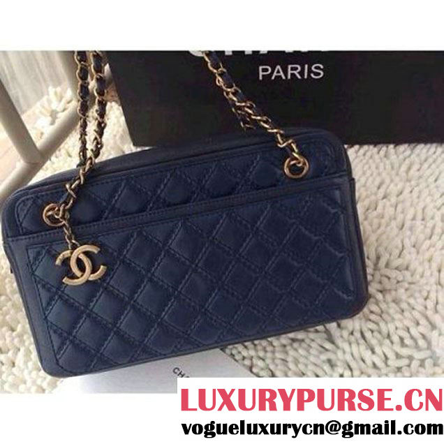 Chanel Blue Calfskin Camer Case 2014 (A92368-shunyang1 ) (A92368-shunyang1 )