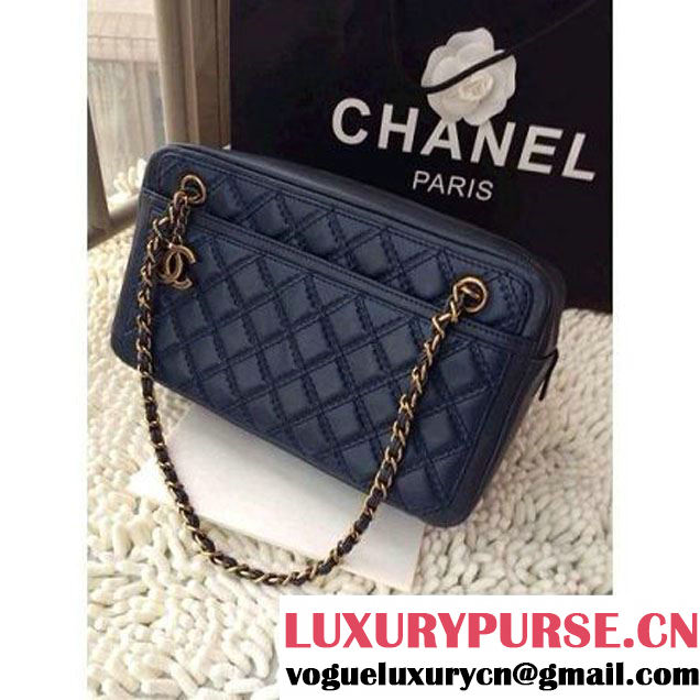 Chanel Blue Calfskin Camer Case 2014 (A92368-shunyang1 ) (A92368-shunyang1 )