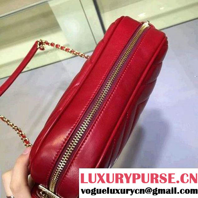 Chanel Red Chevron Camera Case Bag Fall 2015 Runway (2A143-120116 )