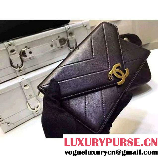 Chanel Medium Herringbone Quilted Black Lambskin Camera Case With A Removable Pouch Cruise 2016 (FTH-121105 )