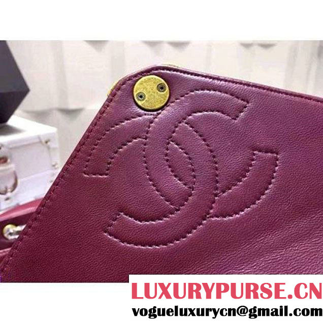 Chanel Small Herringbone Quilted Burgundy Lambskin Camera Case With A Removable Pouch Cruise 2016 (FTH-121106 )