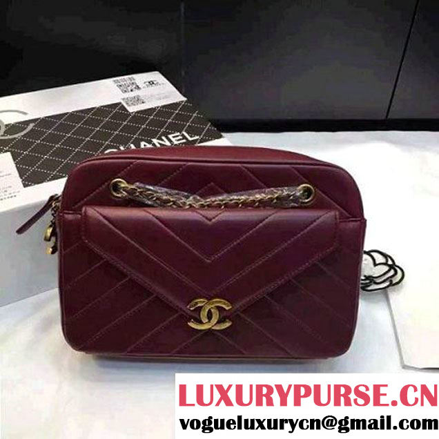 Chanel A93132 Burgundy Lambskin Camera Case Cruise 2016 (2A020-6022609 )