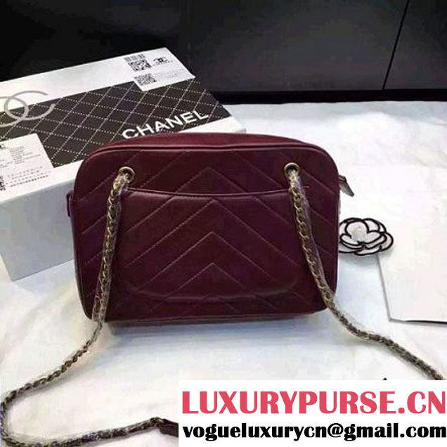 Chanel A93132 Burgundy Lambskin Camera Case Cruise 2016 (2A020-6022609 )