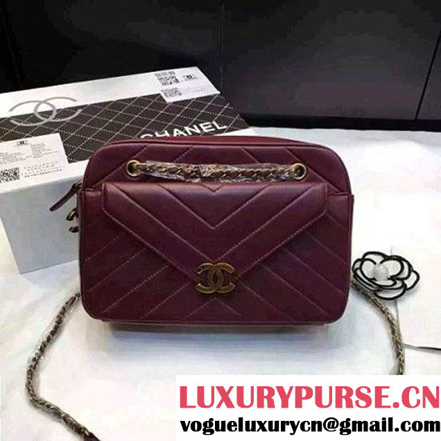 Chanel A93132 Burgundy Lambskin Camera Case Cruise 2016 (2A020-6022609 )