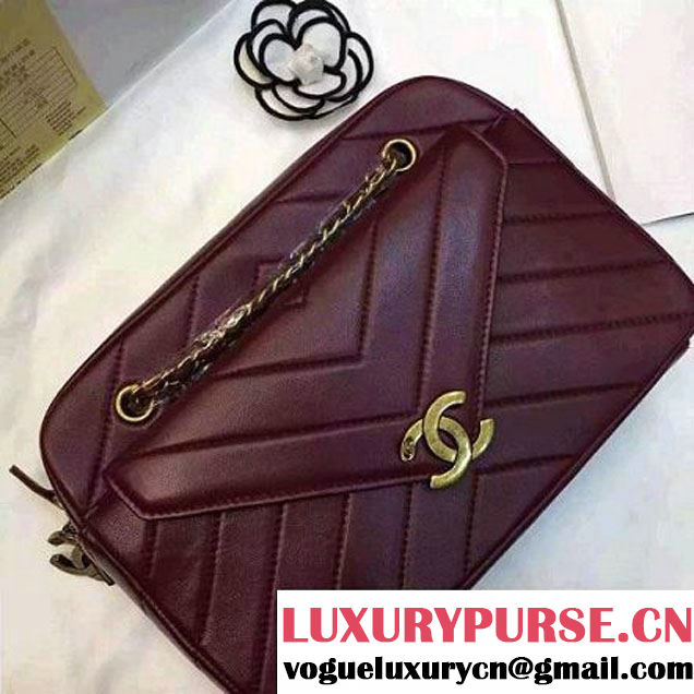 Chanel A93132 Burgundy Lambskin Camera Case Cruise 2016 (2A020-6022609 )