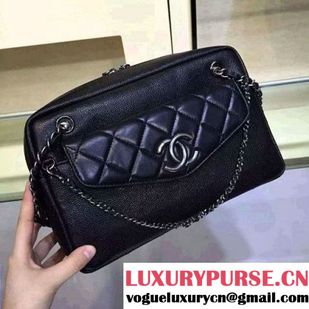 Chanel A93283 Grained Calfskin & Lambskin Camera Case Black Pre S/S 2016 (2A143-6033802 )