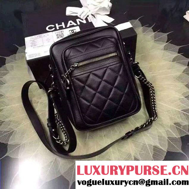 Chanel Calfskin Camera Cross Body Bag Black 2016 (2A057-6042719 )