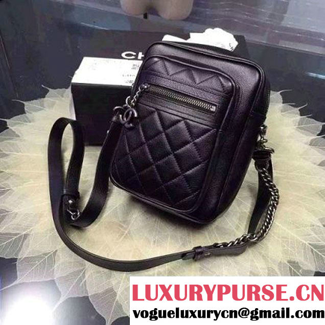 Chanel Calfskin Camera Cross Body Bag Black 2016 (2A057-6042719 )